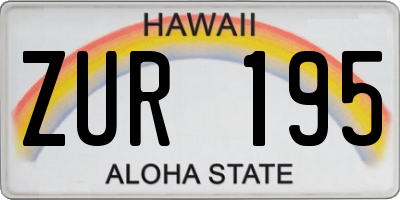 HI license plate ZUR195