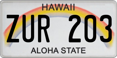 HI license plate ZUR203