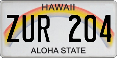 HI license plate ZUR204