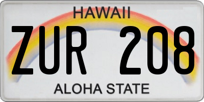 HI license plate ZUR208