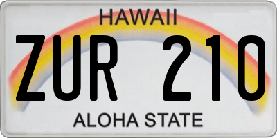 HI license plate ZUR210