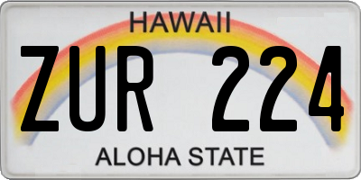 HI license plate ZUR224