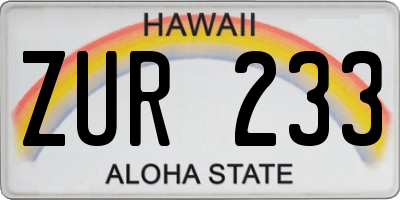 HI license plate ZUR233