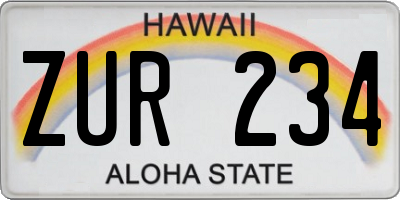 HI license plate ZUR234