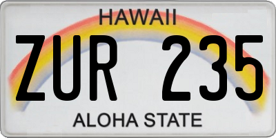 HI license plate ZUR235