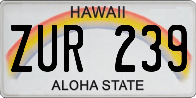 HI license plate ZUR239