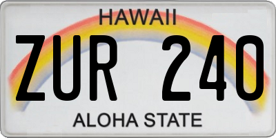 HI license plate ZUR240