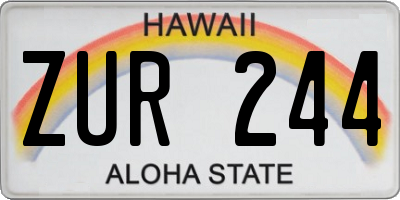 HI license plate ZUR244