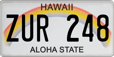 HI license plate ZUR248
