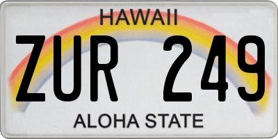 HI license plate ZUR249