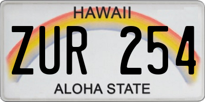 HI license plate ZUR254