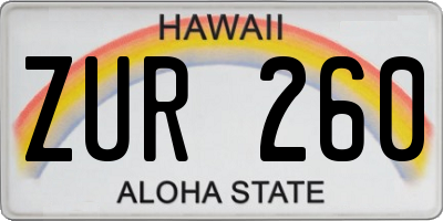 HI license plate ZUR260