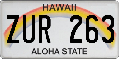 HI license plate ZUR263
