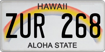 HI license plate ZUR268