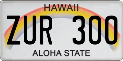 HI license plate ZUR300