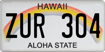 HI license plate ZUR304