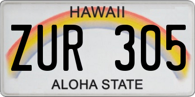HI license plate ZUR305