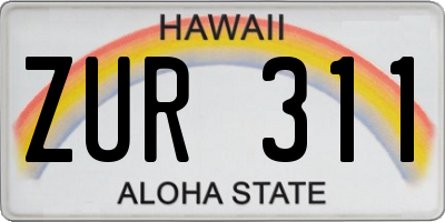 HI license plate ZUR311
