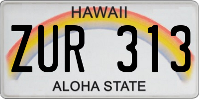 HI license plate ZUR313