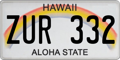 HI license plate ZUR332