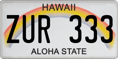 HI license plate ZUR333