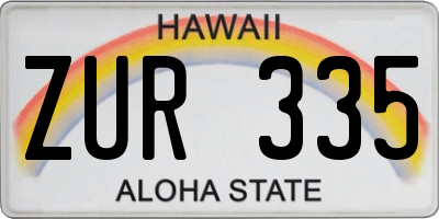 HI license plate ZUR335