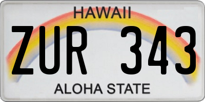 HI license plate ZUR343