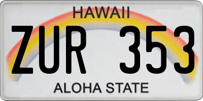 HI license plate ZUR353