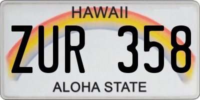 HI license plate ZUR358