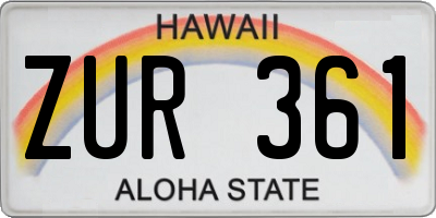HI license plate ZUR361
