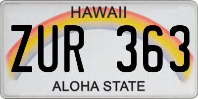 HI license plate ZUR363