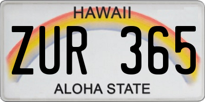 HI license plate ZUR365