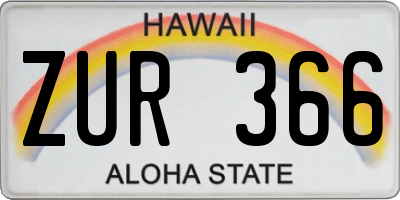 HI license plate ZUR366