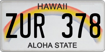 HI license plate ZUR378