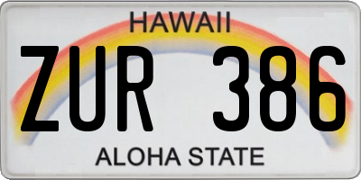 HI license plate ZUR386