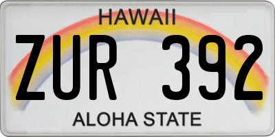 HI license plate ZUR392