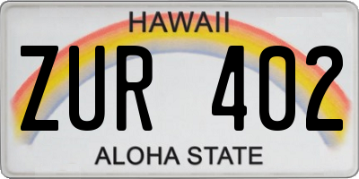 HI license plate ZUR402