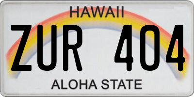 HI license plate ZUR404