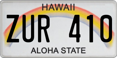 HI license plate ZUR410
