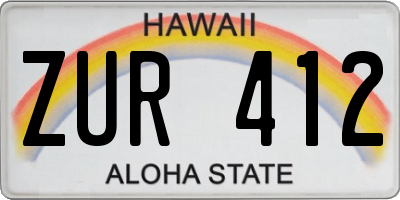 HI license plate ZUR412