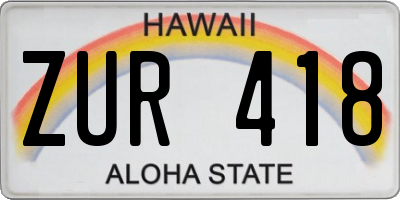 HI license plate ZUR418