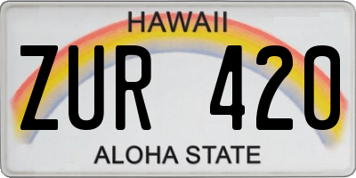 HI license plate ZUR420