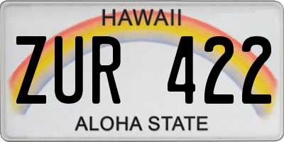 HI license plate ZUR422