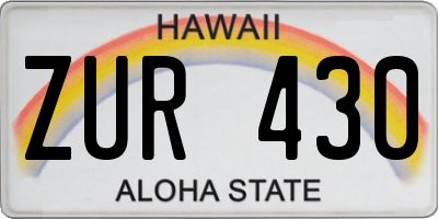 HI license plate ZUR430