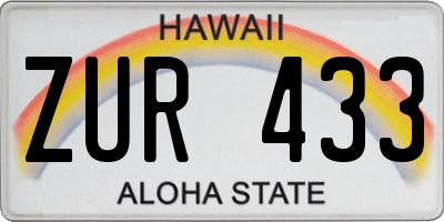 HI license plate ZUR433