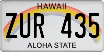 HI license plate ZUR435