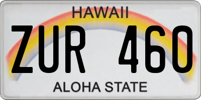 HI license plate ZUR460