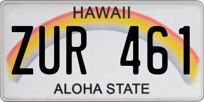 HI license plate ZUR461