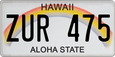HI license plate ZUR475