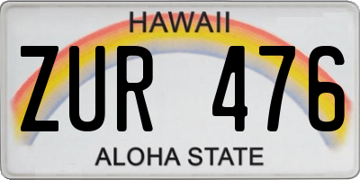 HI license plate ZUR476